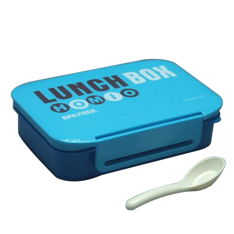 Homio 950ml Two Compartments Students Food Container BPA Free Plastic Leak-proof Lunch Box with Spoon