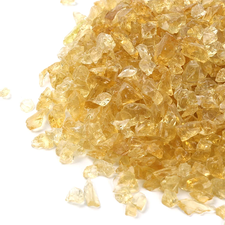 3-5mm high luminosity crystal yellow crushed glass gravel for fire pit fireplace DIY resin artworks epoxy painting decoration