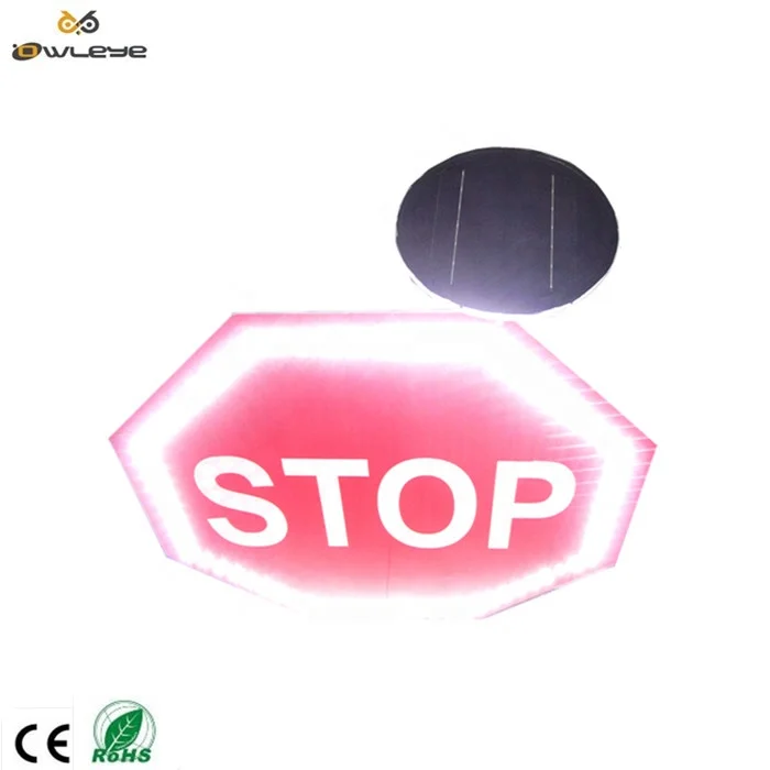 Octagon stop go led led flashing traffic light safety electric fence warning board reflective solar aluminum traffic road sign