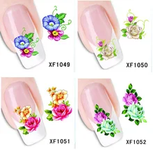 beauty flowers nails sticker nail art water transfer decals stickers pegatinas de unas guia opp pack