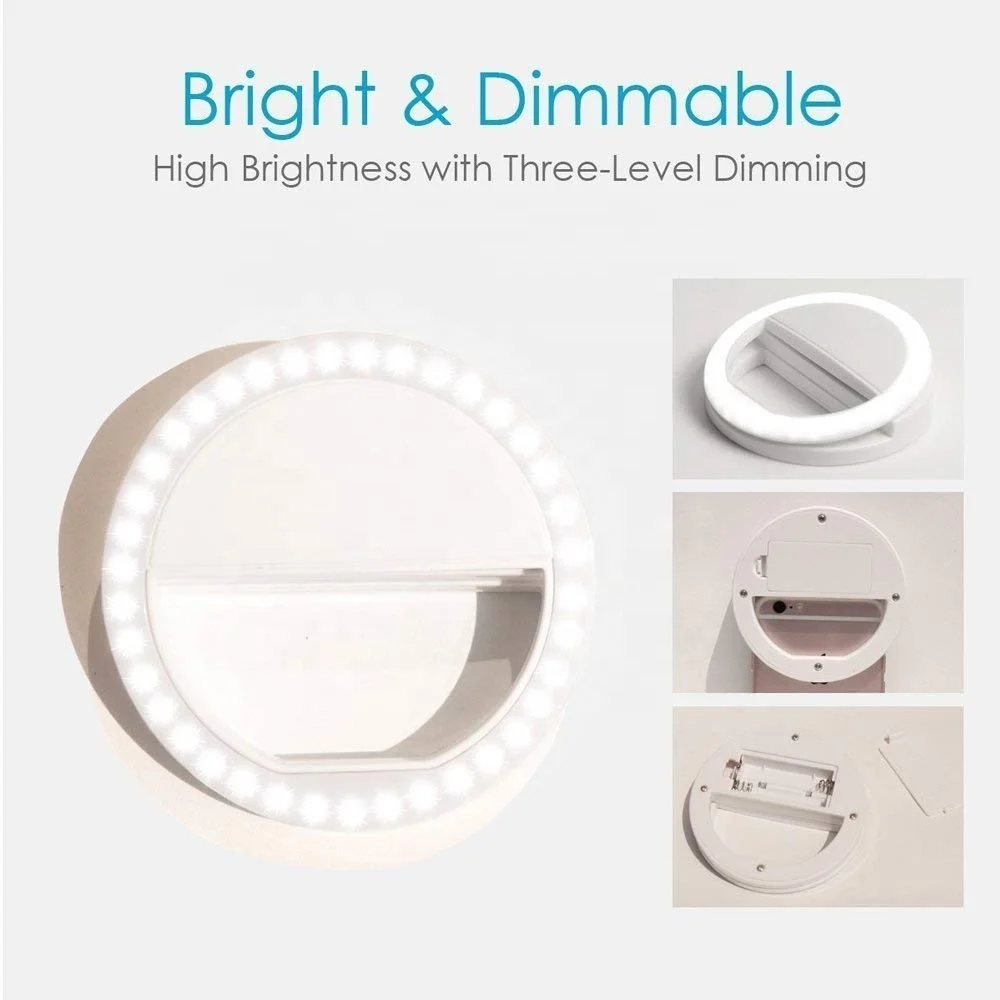 BatteryPowered Clip, Selfie Ring Light for Phone Camera Photography Video