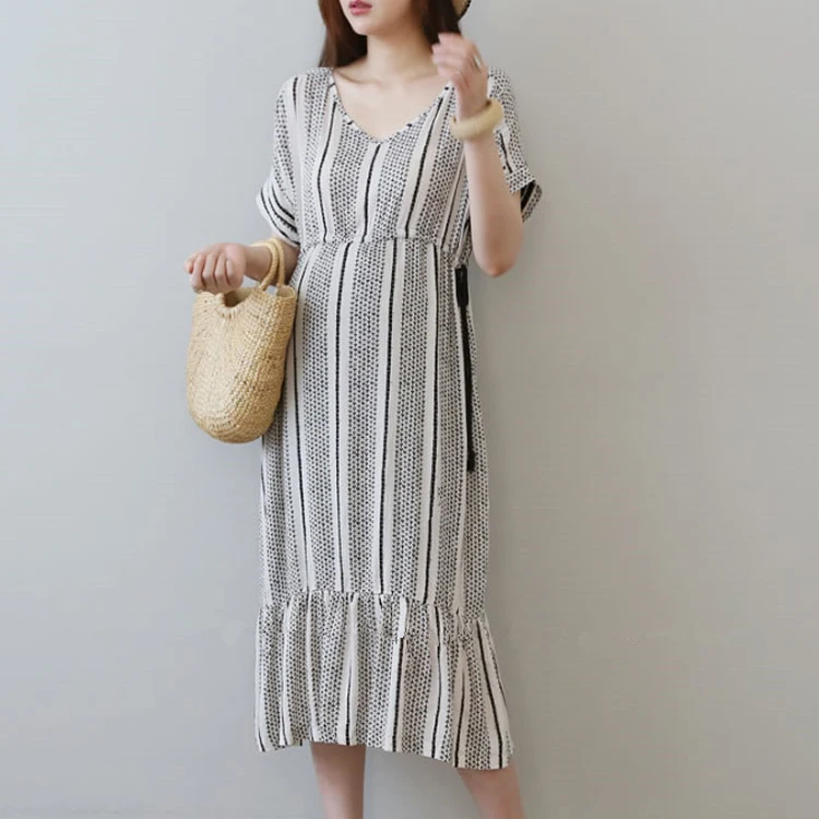 2019 Fashion Summer Stripe Short Sleeve Maternity Dress