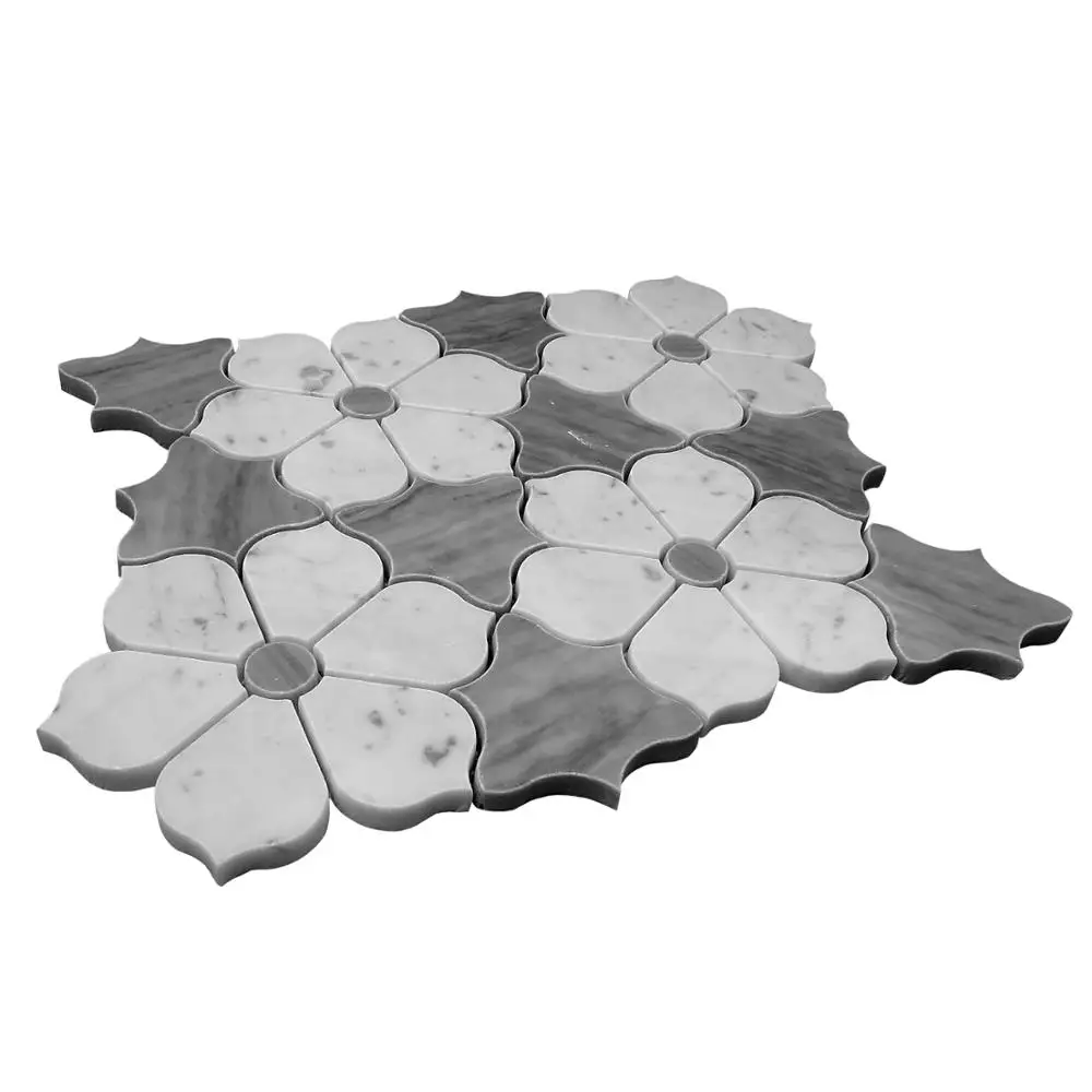 Красочный красивый камень Carrara Мраморная Мозаика елочка синий