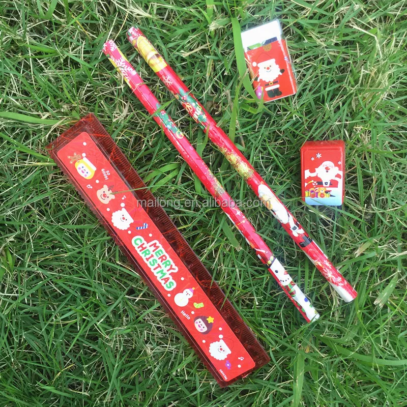 Christmas stationery set A pencil eraser, polishing the pencil sharpener combination suit holiday student award gift