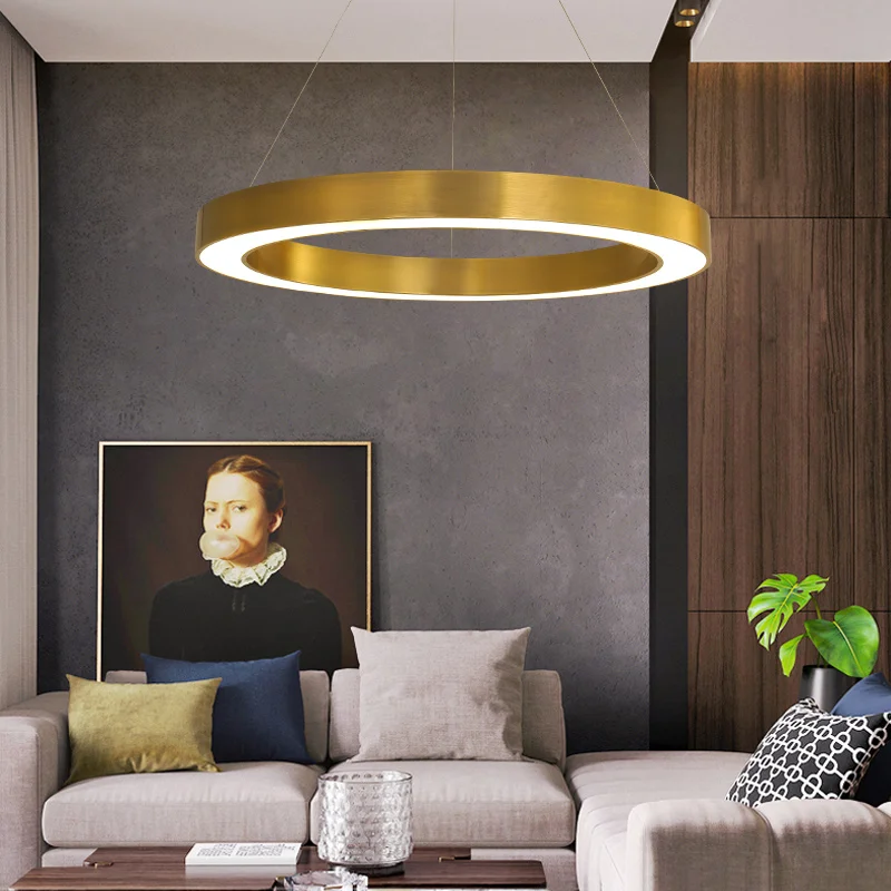 Classic Simple decorative circle hanging lamps golden led pendant light
