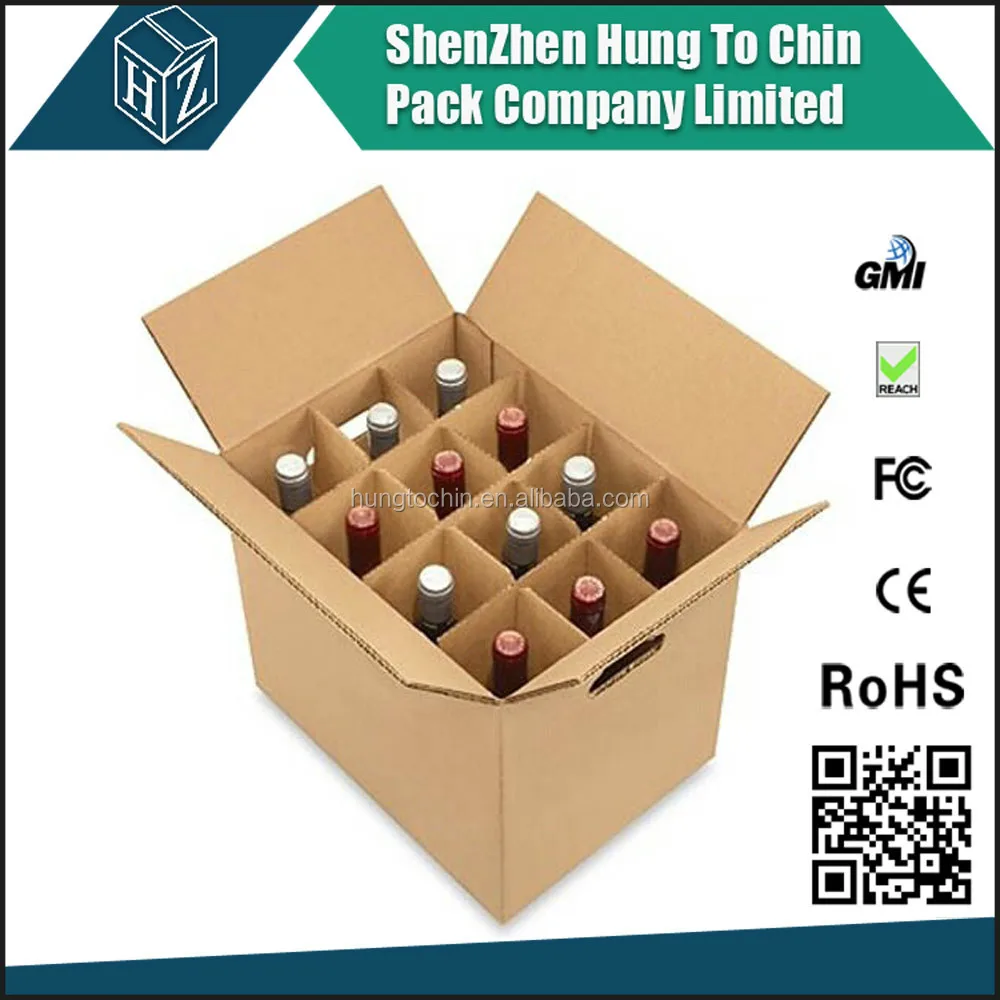 
Cardboard box 3-Layer B-Flute Flexo wine bottle carton box with separator 
