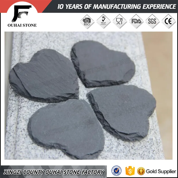 Wholesale black slate dinnerware slate heart coaster