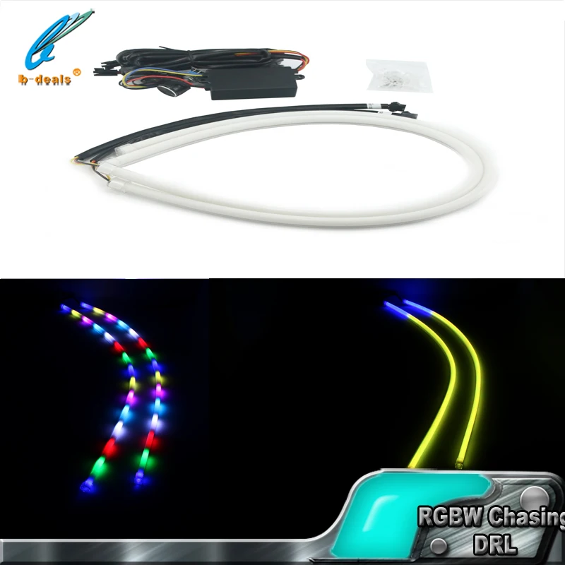 RGBW chasing flexible drl led strip with swichback daytime running light