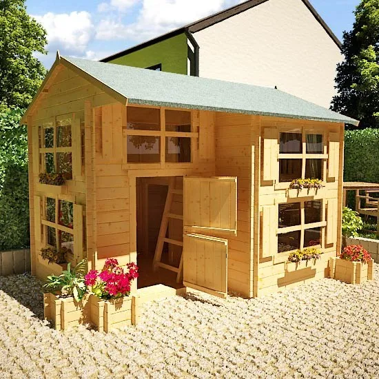 2016new design SPF or Russian pine wood outdoor wood playhouse for kids fun