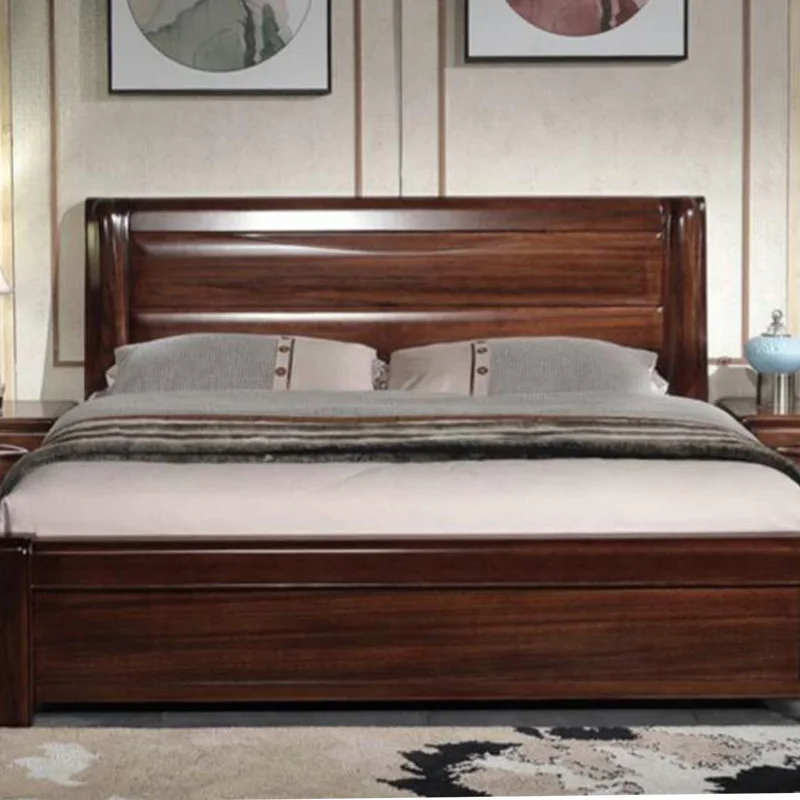 China Factory Fashionable Queen Bed Room Set With Night Table Wooden Frame Bed