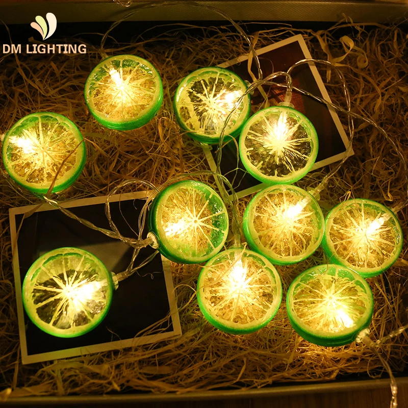 wholesale battery operated Lemon Led fairy string lights for room wedding christmas decoration
