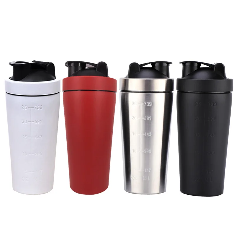 25oz Single Wall Stainless Steel Custom Protein Gym Bottle Shaker with Scale