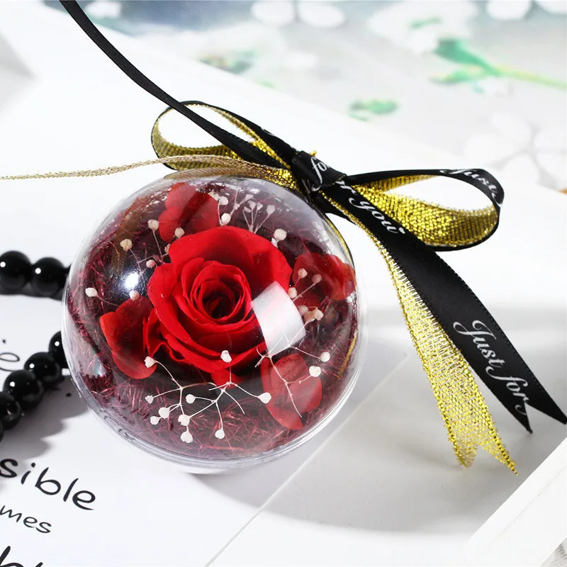 
Customized Promotional Gifts Preserved Forever Flowers Key Chain Car hanging Glass Ball Preserved Flower 