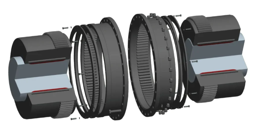 Rapid assembly hydraulic clamping gear coupling for power transmission