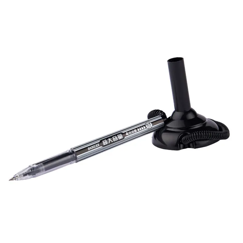 Rollerball Pen With Base Fix On Table Counter Liquid Ink Desk Pen With Chain 0.5mm Business Desk Stand Pen