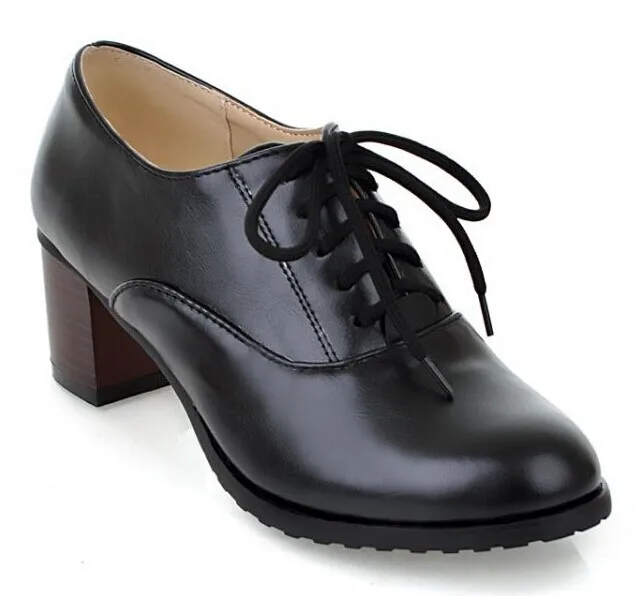 Whole Women Casual Office Work Shoes Single Comfortable Lady New Arrival Fashion Patent Leather Princess Shoes Women Oxfords Comfortable Thick Heel Pumps High Sneakers33 43