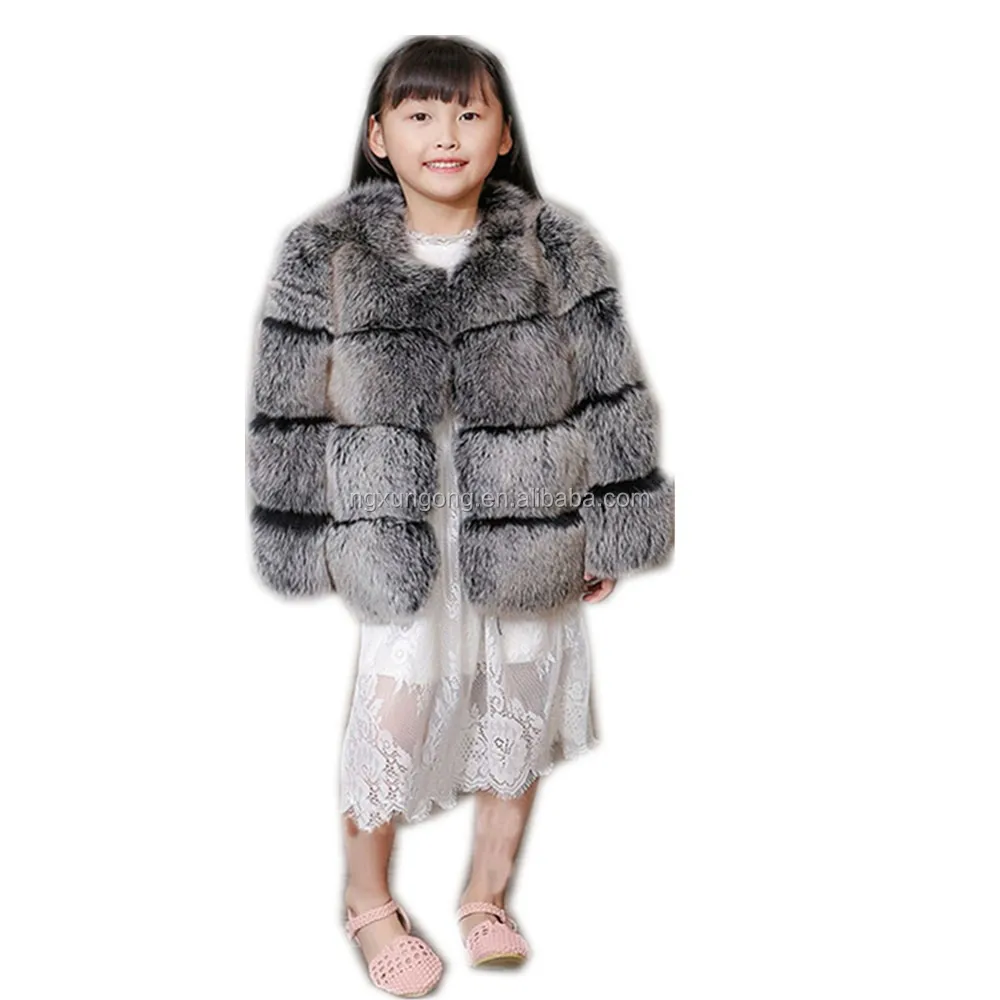 
Wholesale fox fur kid girl coat, winter fashion warm fur plush short coat 