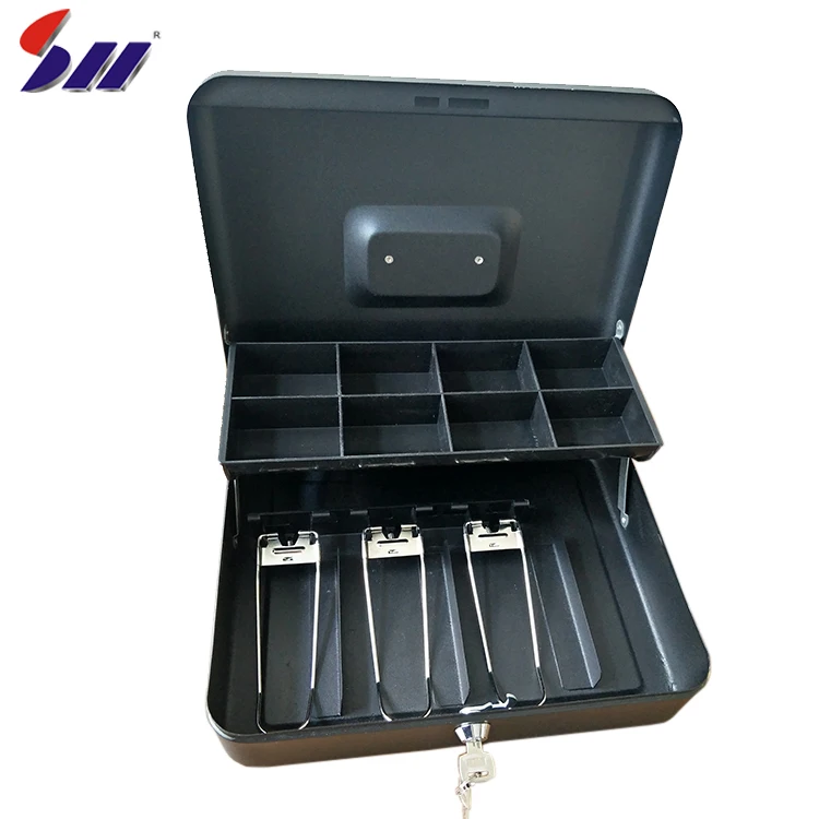 300/240/90Mm Durable Eight Compartments Safe Steel Mini Cash Money Box With Handle