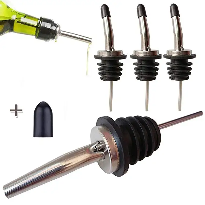 Stainless Steel Liquor Spirit Pourer Free Flow Bottle Pour Spout Stopper Olive Oil Wine Pourer