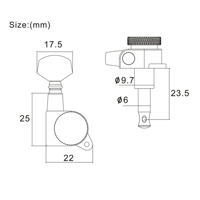 6L Sliver Locked String Guitar Tuning Pegs Keys Tuners Machine Heads for Strat Style Electric Guitar