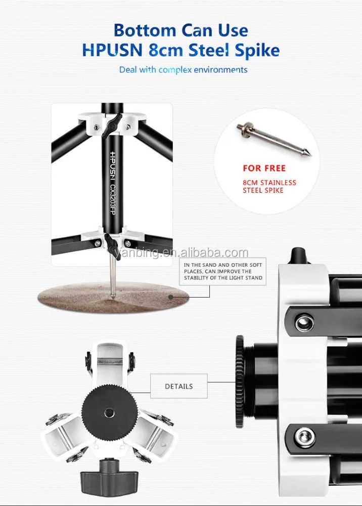 ]Photography Equipment HPUSN Photo Studio Flexible Detachable Tripod Light Stand 2.2M