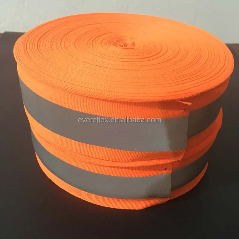 Fluorescent Orange Nylon Reflective Webbing Tape for Bags,Garment
