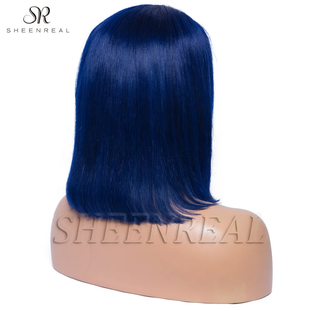 
Fast delivery within 24hours remy hair 13x4 lace front wig color bob hair dark blue 8inch-16inch 