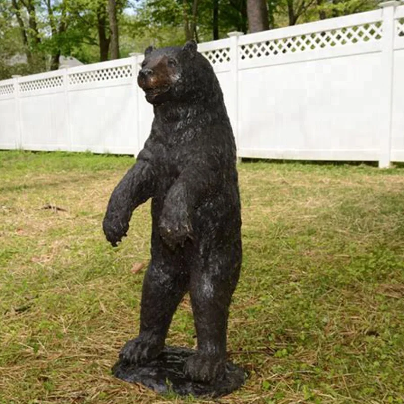 
Modern arts antique bronze metal bear animal sculpture for landscape decor 
