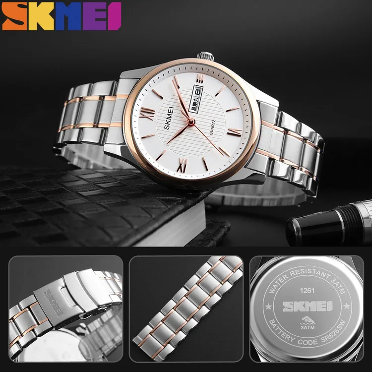 SKMEI 1261 life fitness quartz women men watch battery stainless steel china alibaba