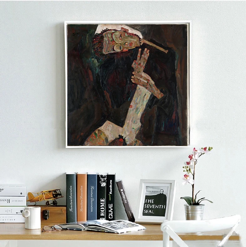 
portrait canvas painting modern decorative art mural prints masterpiece reproduction The Poet Self-Portrait 1911 By Egon Schiele 