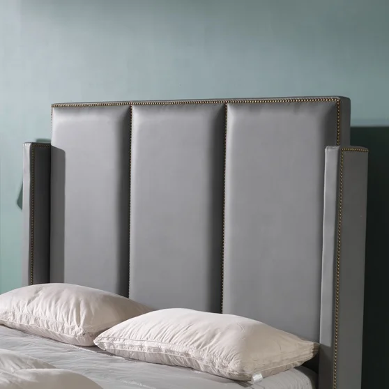 Modern Design Bedroom Furniture Leather Soft Headboard Upholstered Creative Bed Curved Personality Modern Bed