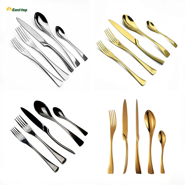 High quality flatware spoon knife and fork cutlery stainless steel rose gold cutlery set