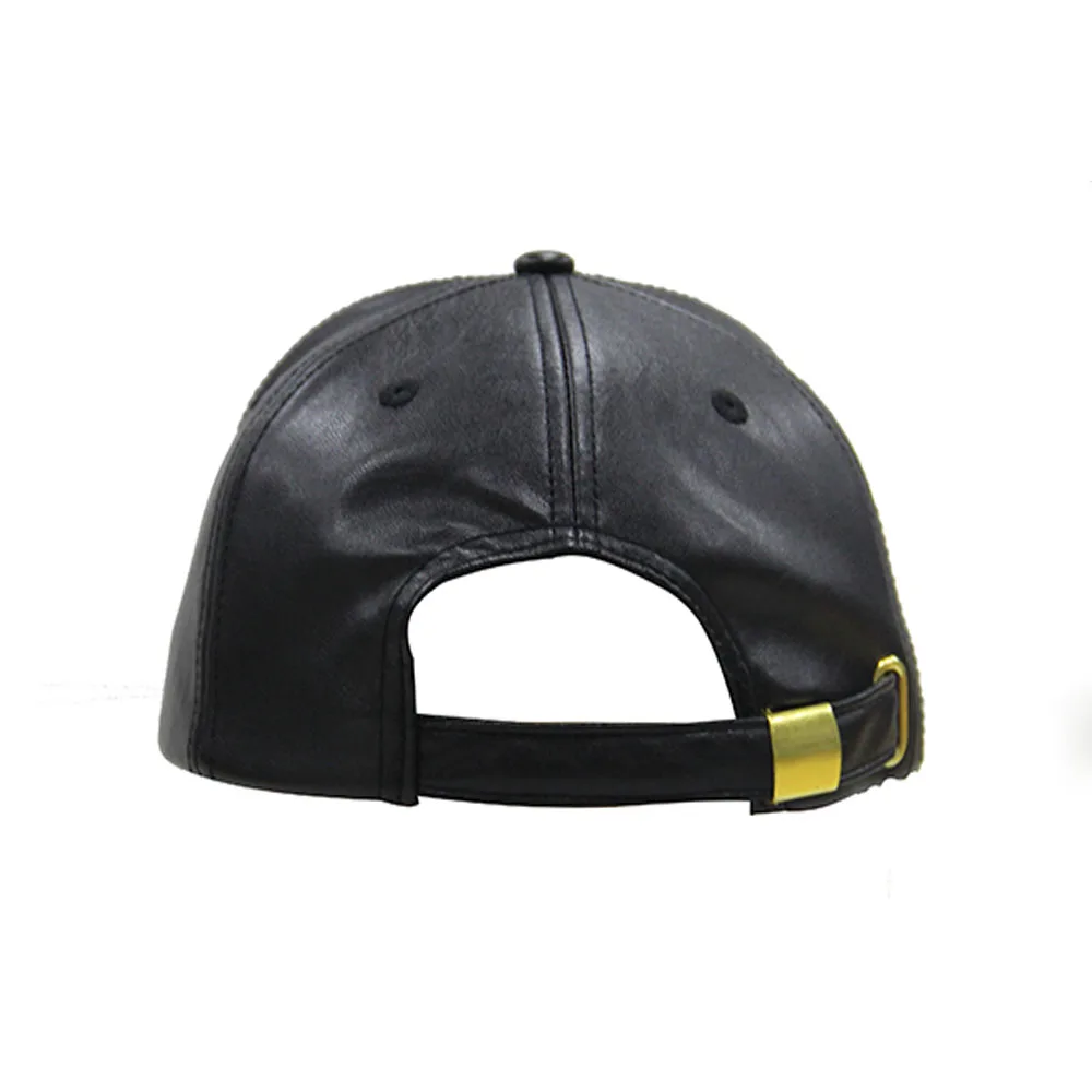 High Quality Classic Men Hat Custom 3D embroidery 6 Panel Pu Leather Baseball Caps