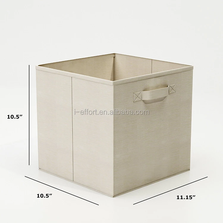 Foldable Fabric Storage Boxes Organizer Bins - 6 Beige Cubes Baskets