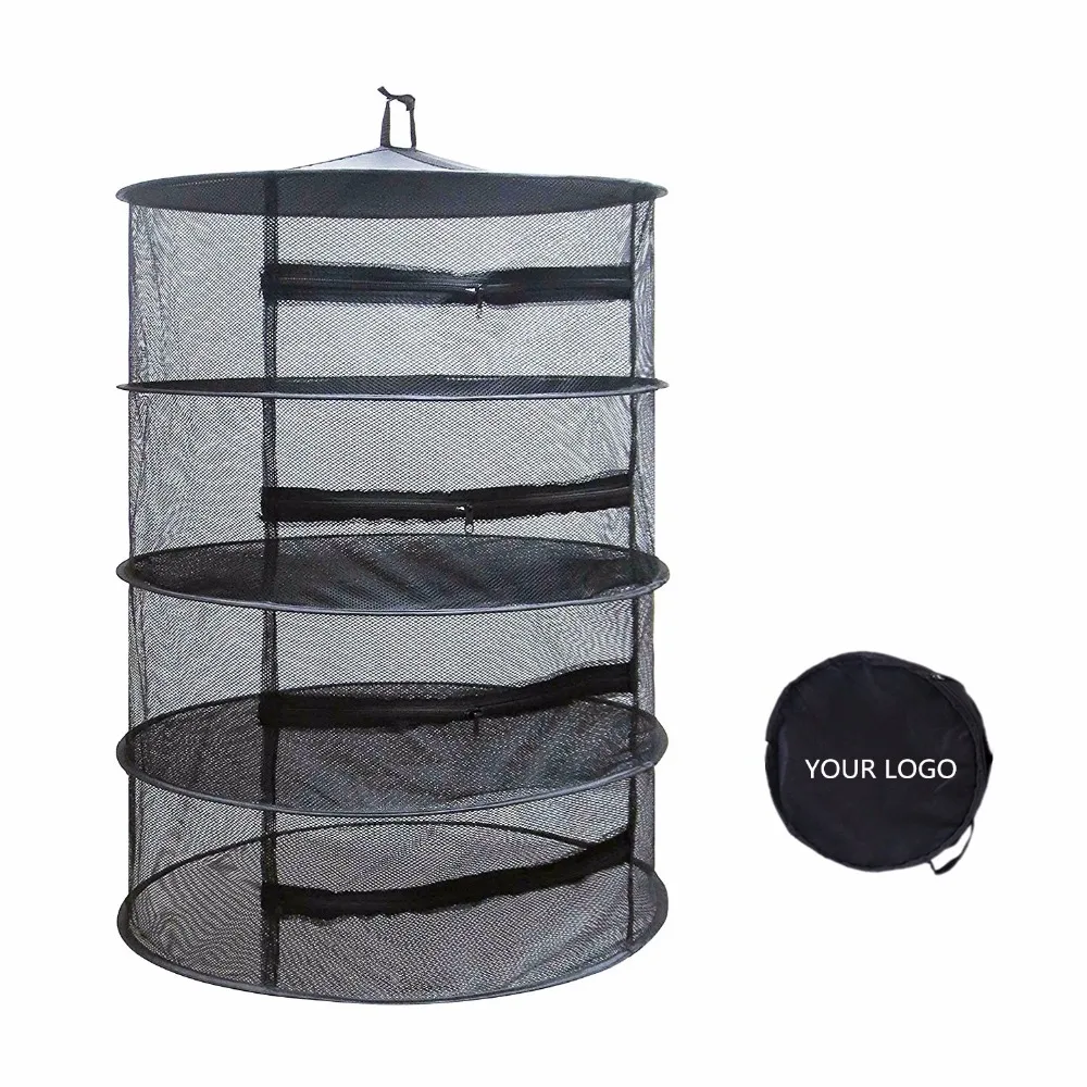 Amazon hot selling Zipper Black Dry Net/Drying Rack/Hanging Round Mesh Herb Dry Net with zipper