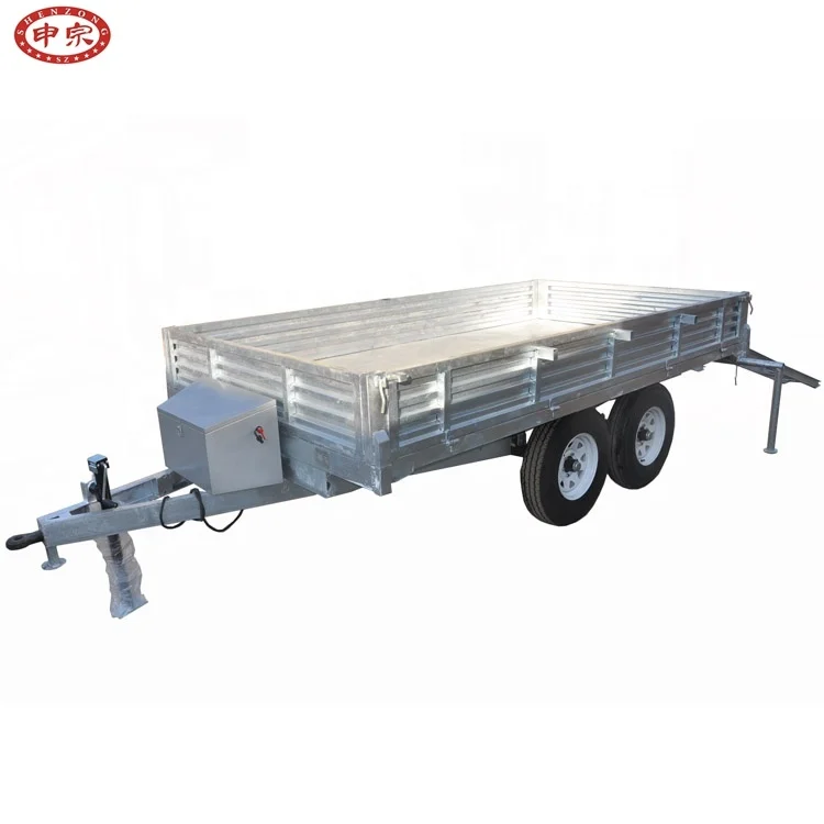 Hot Dip 4 Wheel Small Farm Galvanized Farm Tractor Trailer Dump Truck Trailer Semi-trailer Steel Ce