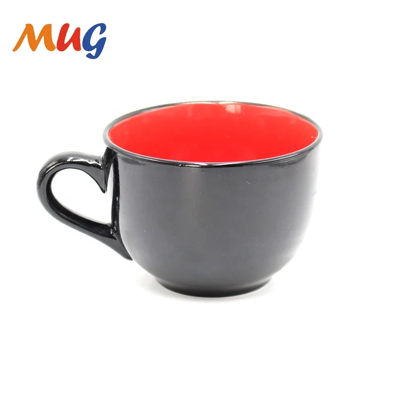 Big capacity customization logo color glaze Ceramic stoneware soup mug