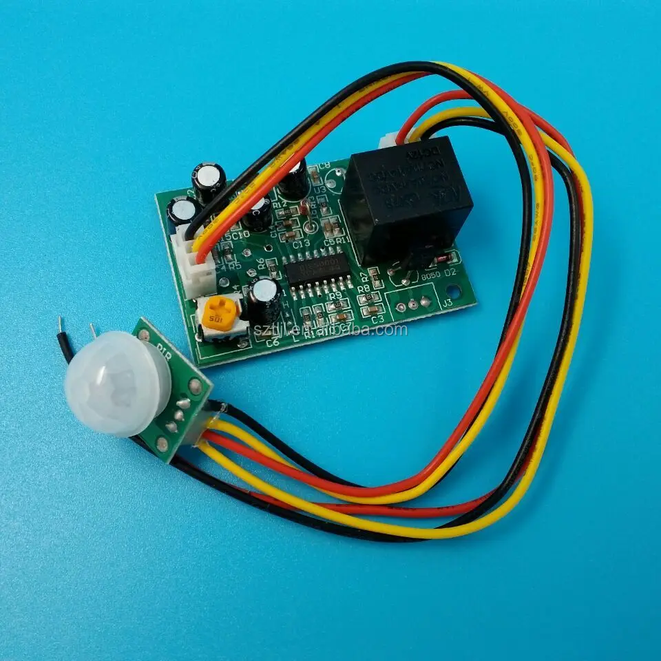 Split DC12V pir sensor human body motion induction module Adjustable delay Relay output high level/low level customizable