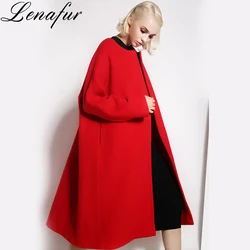 New design red Double Face Cashmere Wool Women Winter Coat