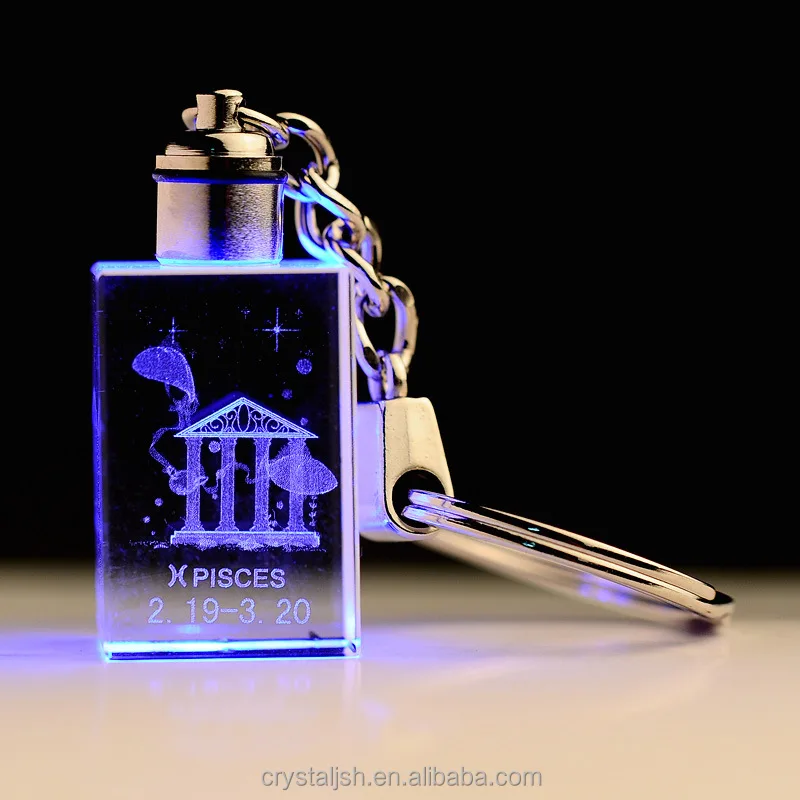 2023 New custom fashion beautiful 3D engraving high quality crystal light key chain for home decor