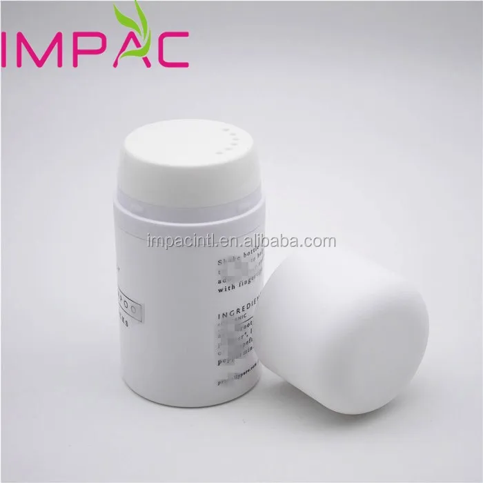 Matte black white plastic empty powder shaker bottle packaging 50ml 50g