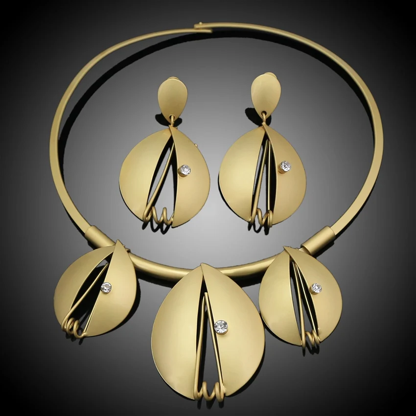 
Yulaili Bridal Jewelry Set Nigerian Wedding Dubai Gold Jewelry Sets for Women African Big Flowers Necklace Earrings Jewellery 
