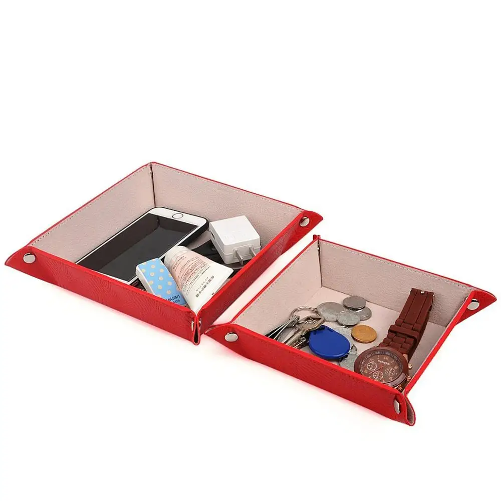 Factory customizing good price square pu leather foldable tray