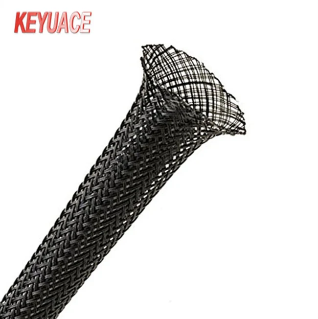 KY-PET Expandable Braided Sleeving/Braided Loom sleeving / Braided sleeving of the same quality as Techflex