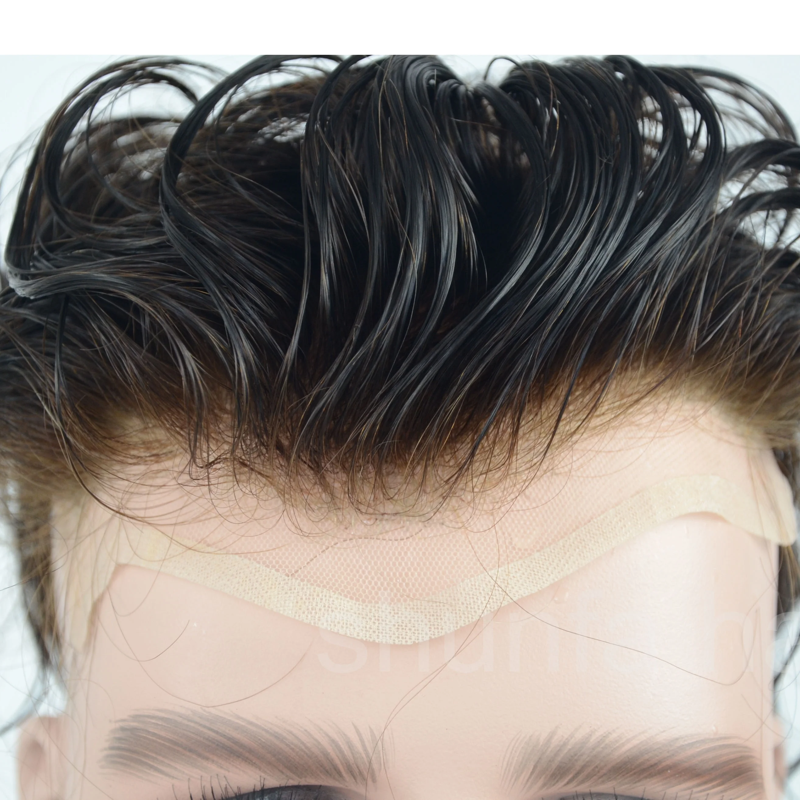 
natural looking ultra thin skin V-loop human hair prosthesis for men 