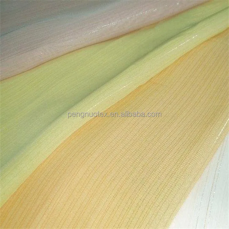 wholesale100% polyester shimmer chiffon fabric/glitter chiffon fabric for apparel and dress