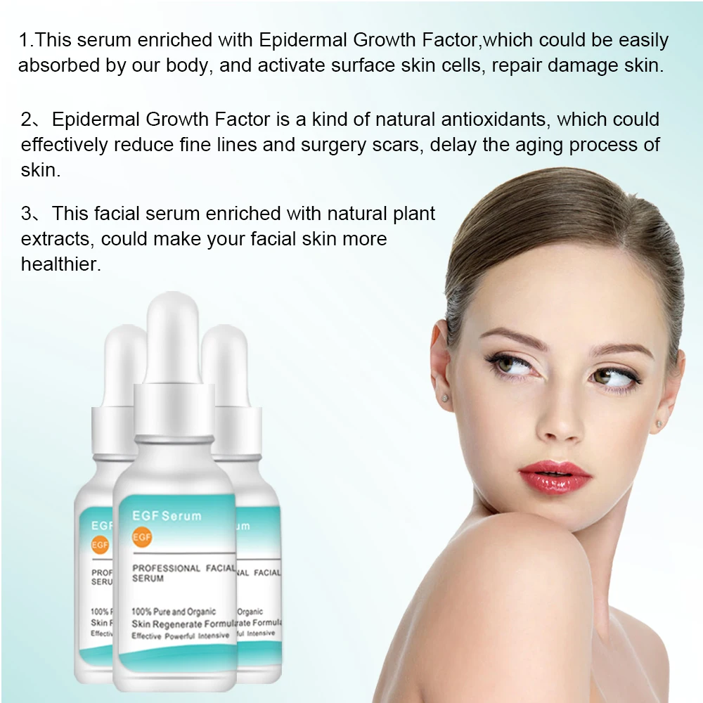 EGF Serum Anti Aging Peptide Repair Serum Collagen Reduce Fine Line Surgery Scars Facial Epidermal Growth Factor Serum