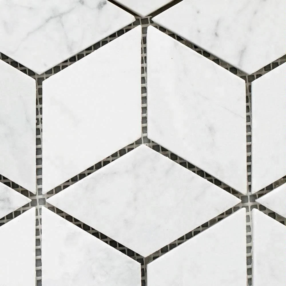 Decorstone24 Carrera White Marble Mosaic Rhombus Decor Tile For Backsplash