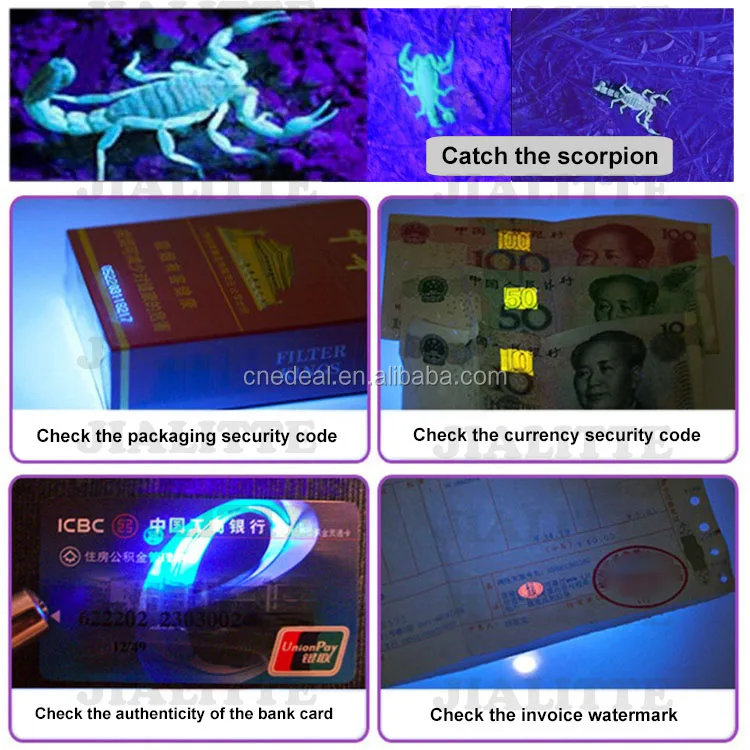 Jialitte F042 395nm Ultraviolet UV Blacklight Torch Best Scorpion Purple Light 5W Led UV Flashlight