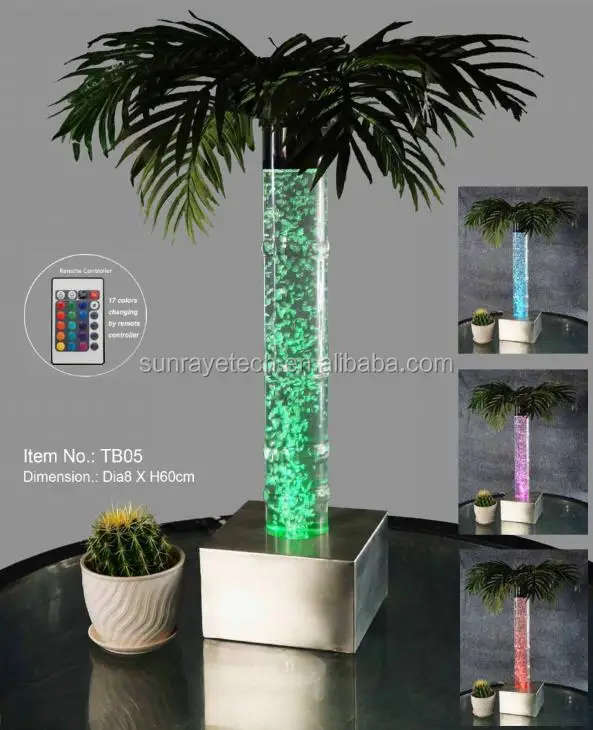 
LED Tabletop Tropical Palm Tree column decoration SS Base with Acrylic tube for home office ceremony holiday show banquet 